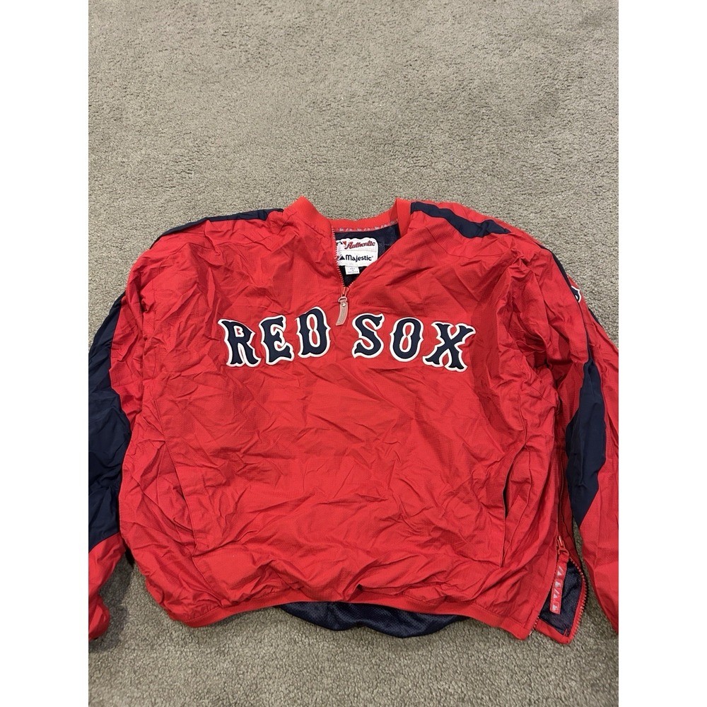 Vintage MLB Authentic Majestic Boston Red Sox Windbreaker Men's L‎ Red & Blue